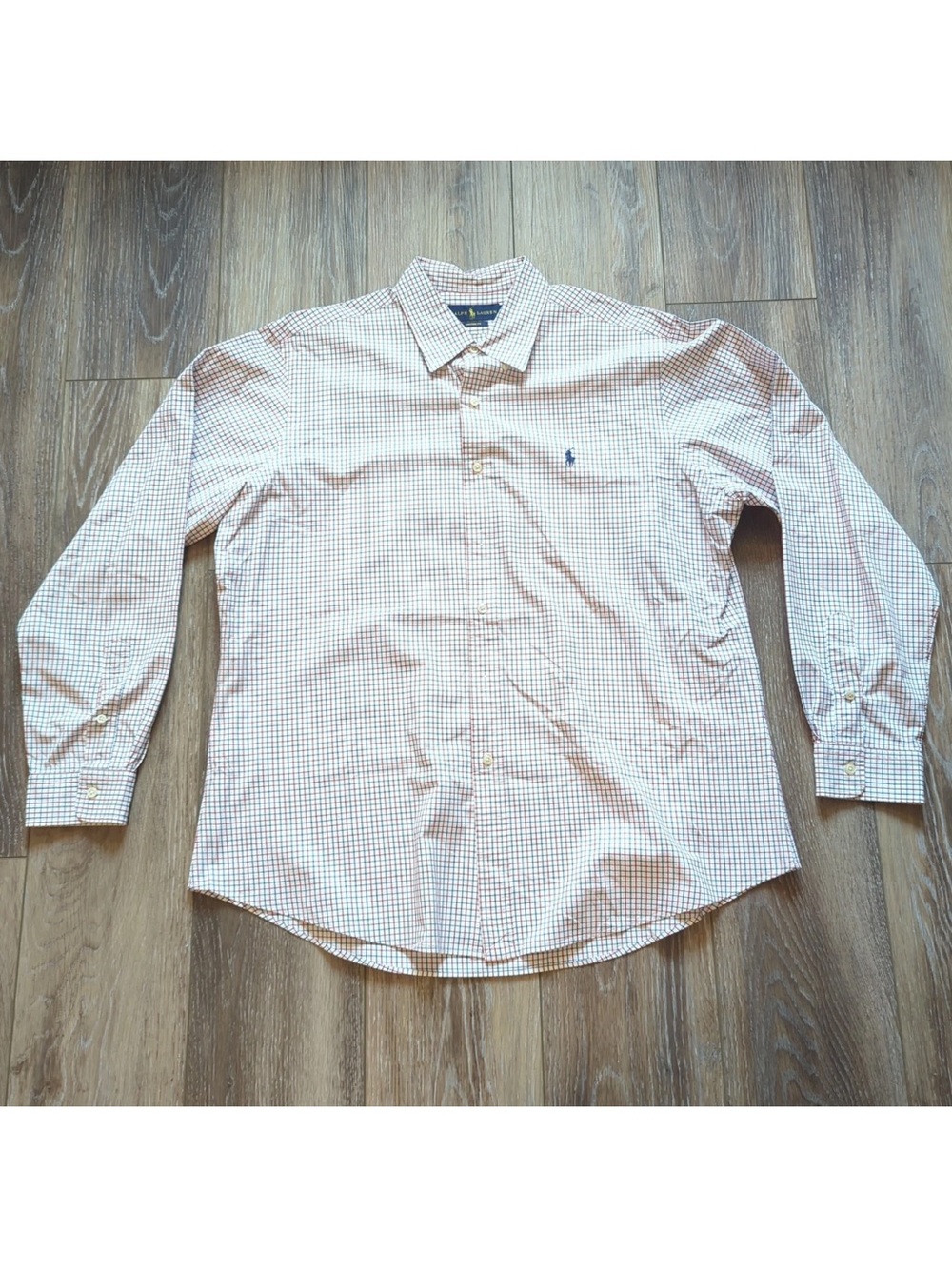 Ralph Lauren 100% Cotton Logo Checkered Button Down Mens SZ XL Red & Blue